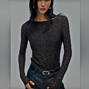 Dark Brown Lace-look Top